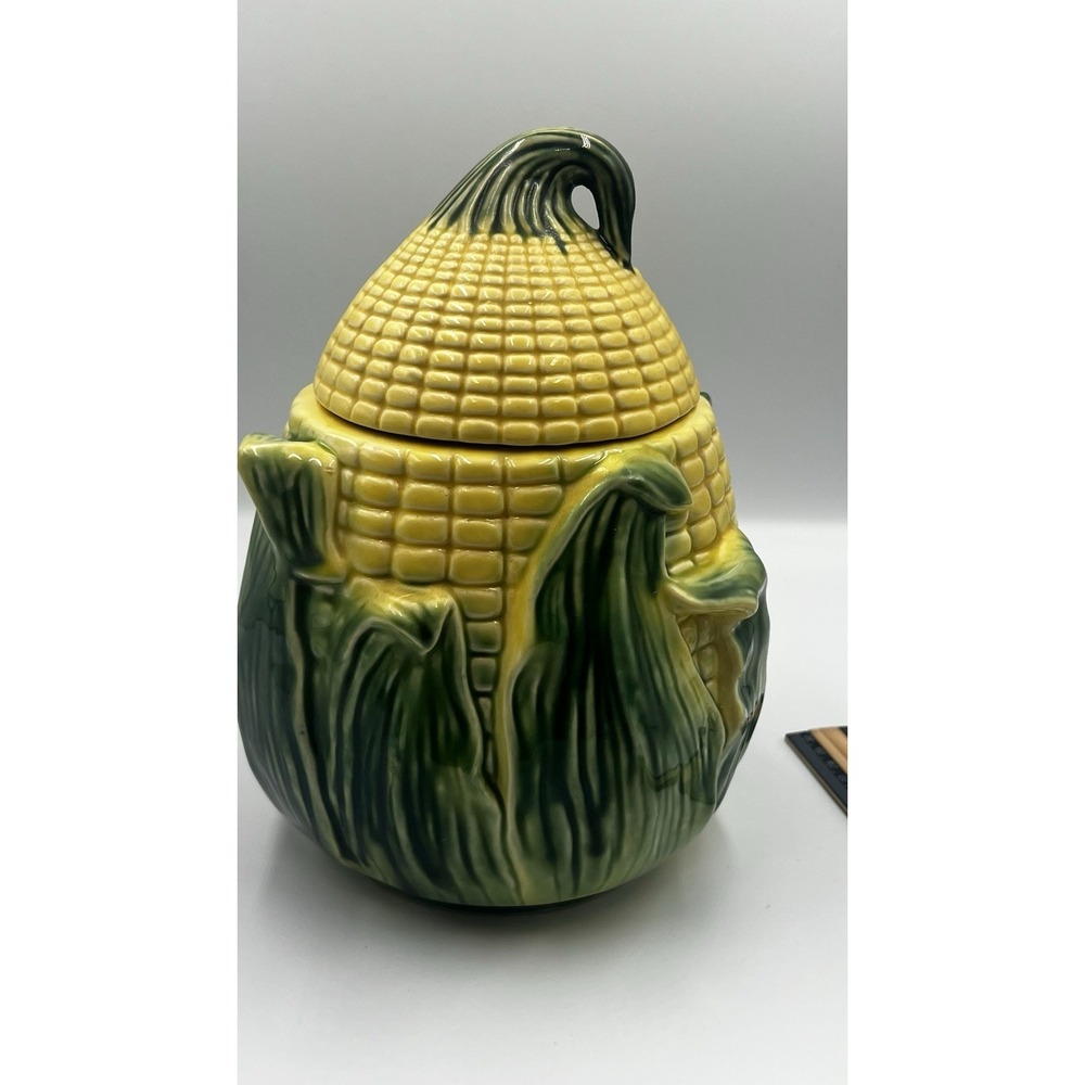 Vintage Stanford Ware Corn Cookie Jar 9.5 Tall Hand Painted Ceramic USA Pottery